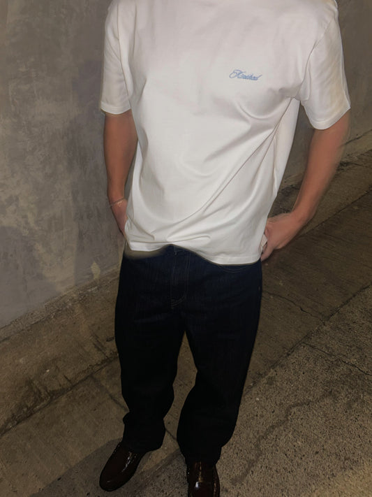 EMBROIDERED SIGNATURE T - ICE BLUE